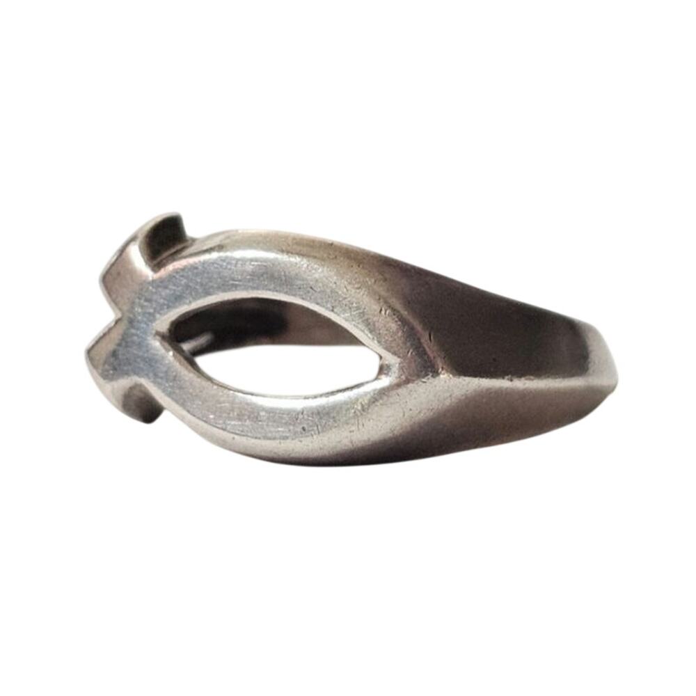 Vintage 925 Sterling Silver Ichthys Christian Fish Openwork Band Ring Size 8.5